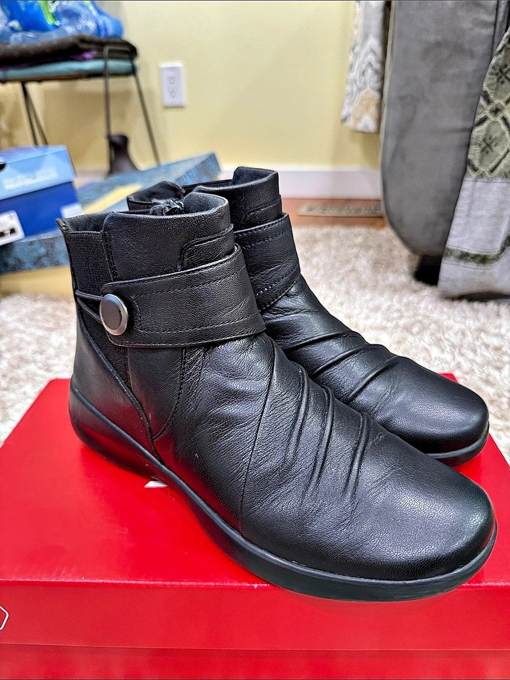 Clarks Caroline Orchid Black Ankle Boots